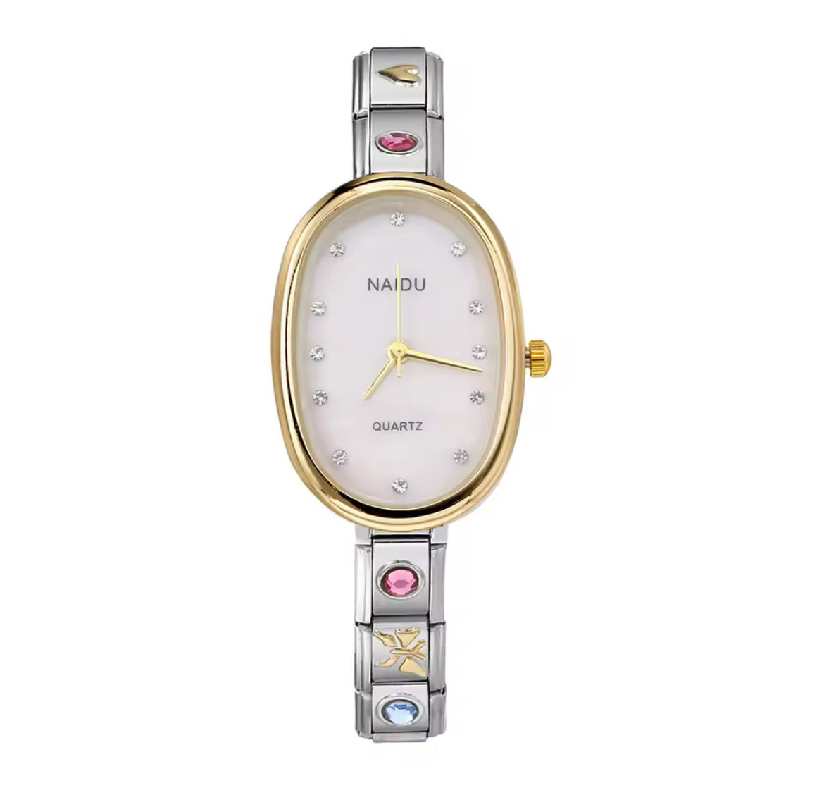 Italian charm watch & gold detail