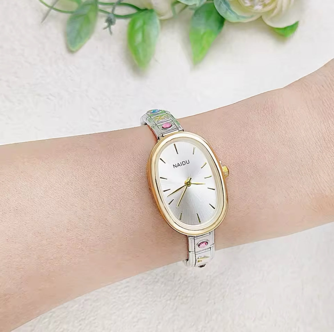 Italian charm watch & gold detail
