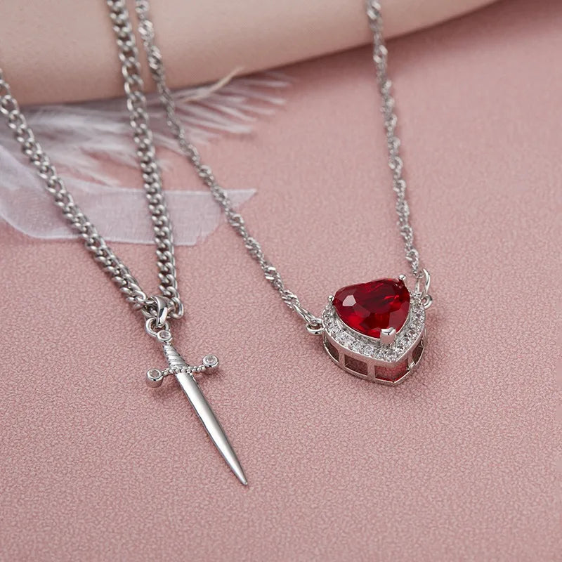2 Pcs Gothic Love Sword heart