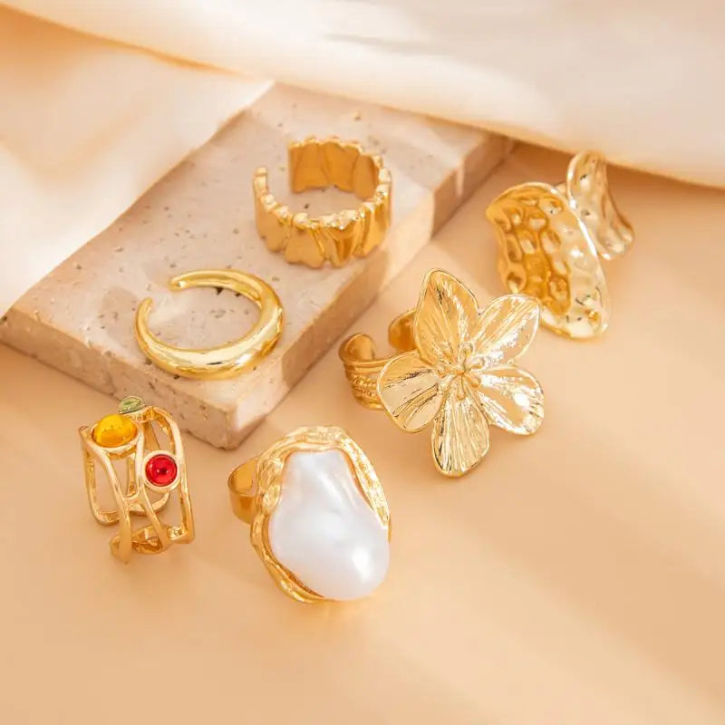 Chunky and vintage gold and silver rings