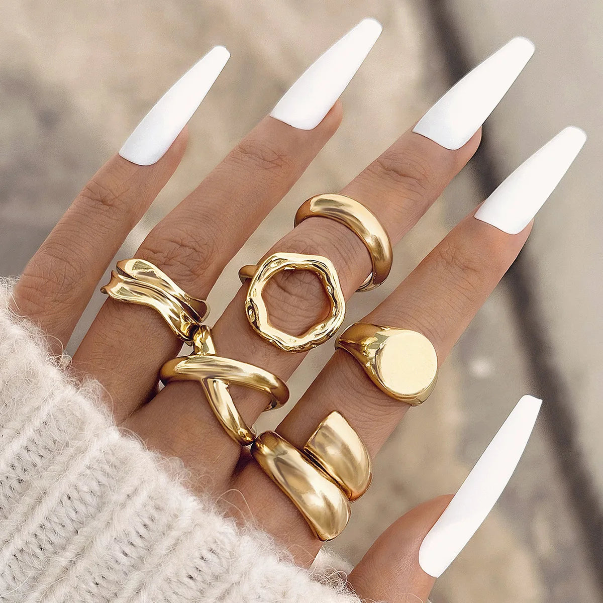 Chunky and vintage gold and silver rings