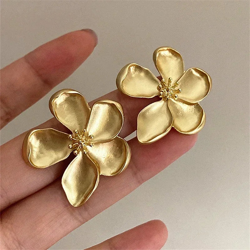 Gold flower earrings