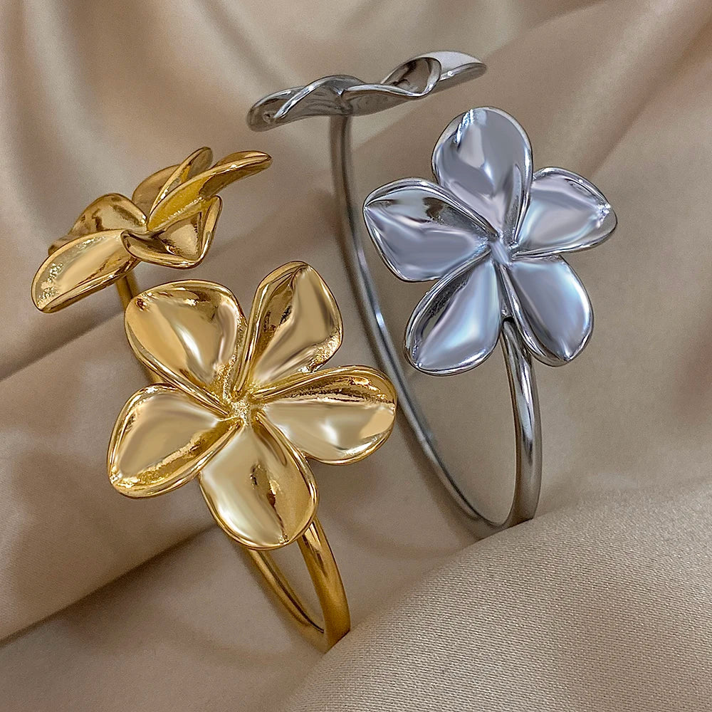 Flower cuff silver and gold plated