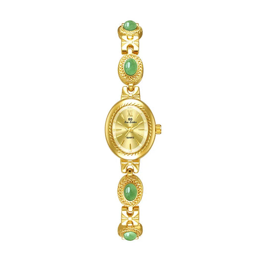 Elegant gold jade watch