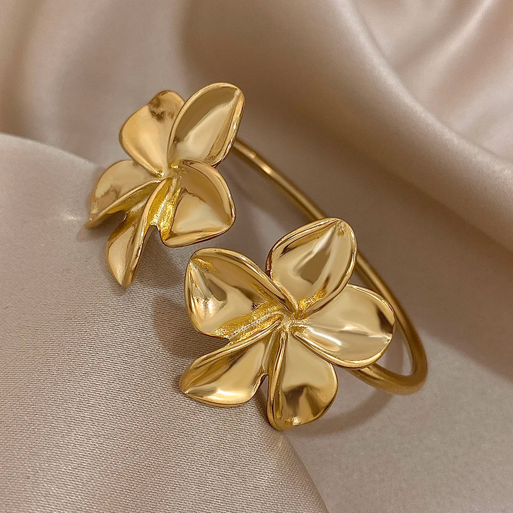 Flower cuff silver and gold plated