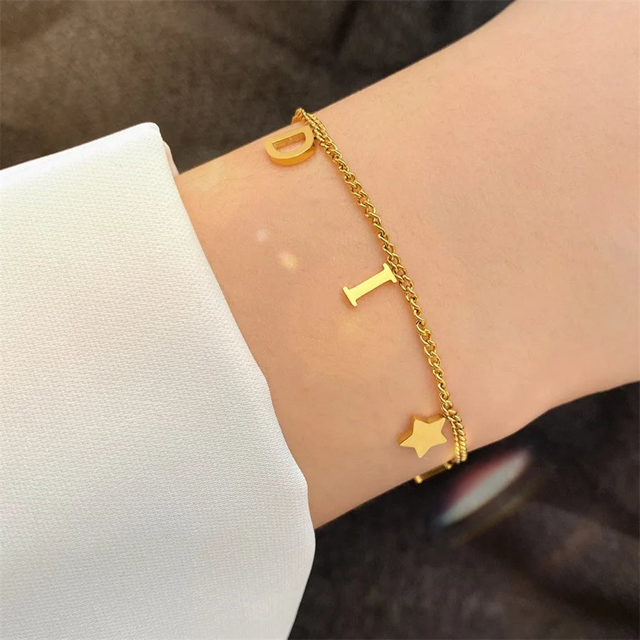 Letter star bracelet