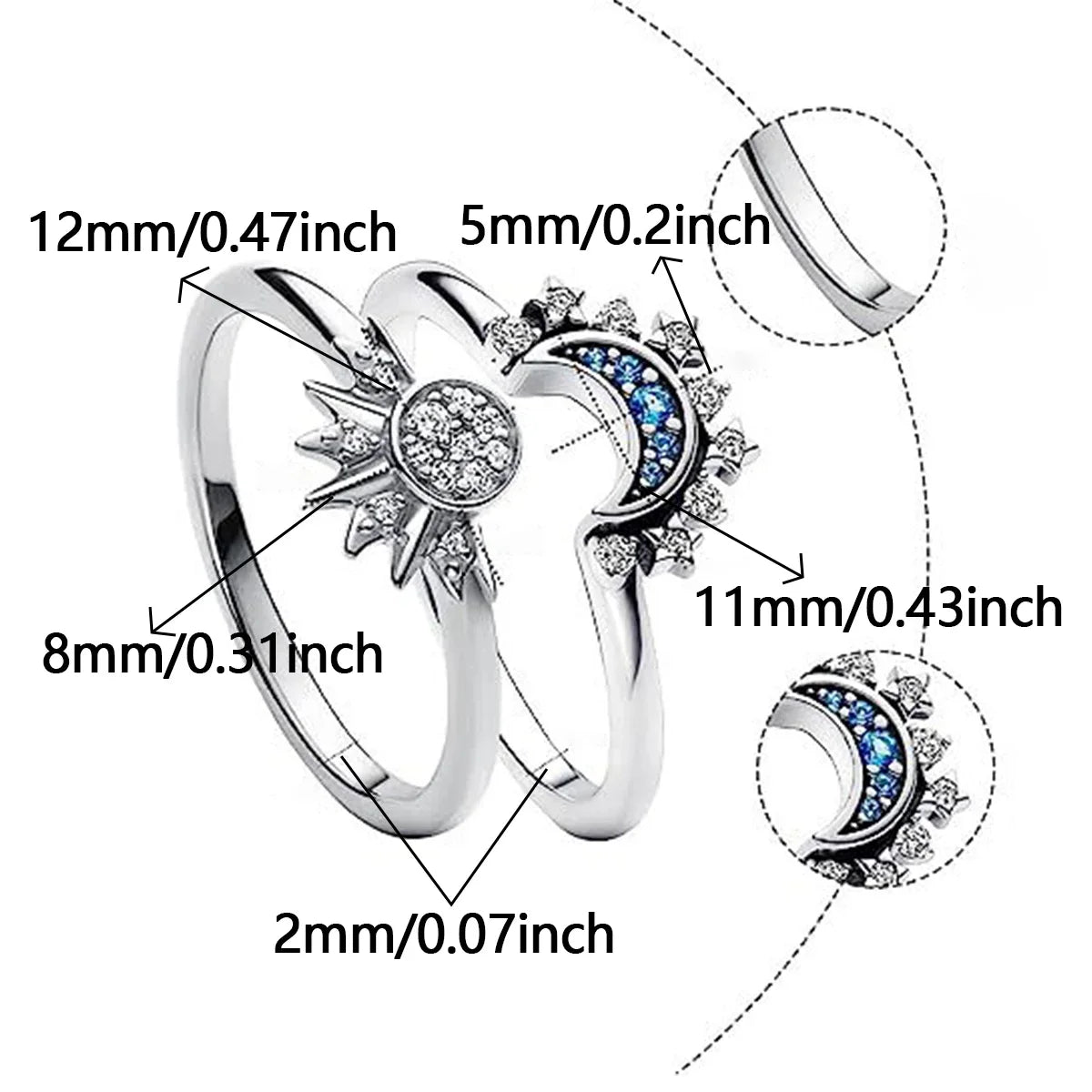 Best friend moon and sun ring